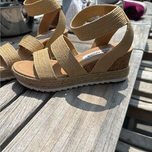 Steve Madden Tan Wedge Sandals with Ankle Strap